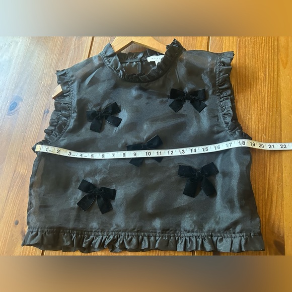 Mable Black Sheer Bow-Accent Top - Picture 8 of 13